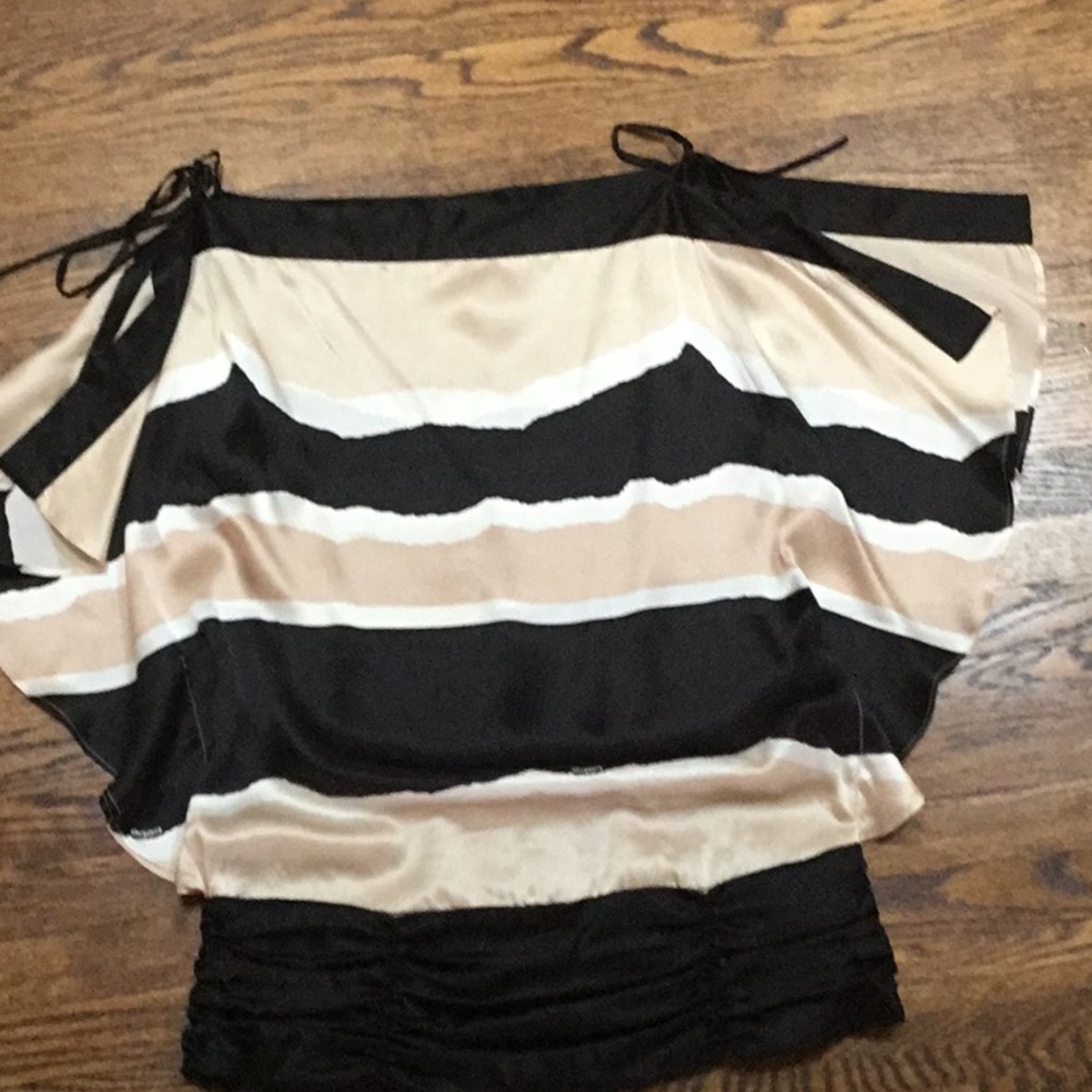 Bebe Striped Silk Blouse Y2K